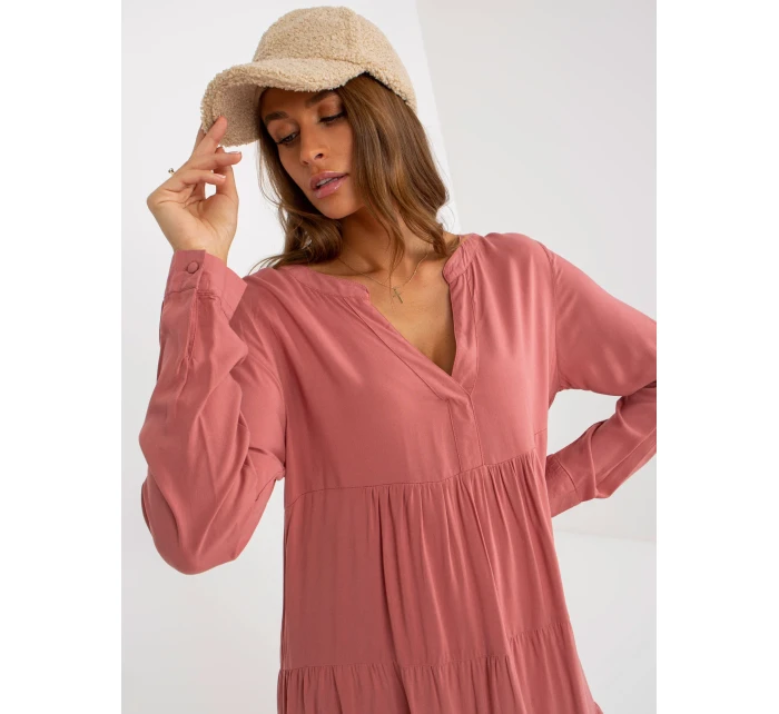 Šaty D73761M30361A tmavo ružové