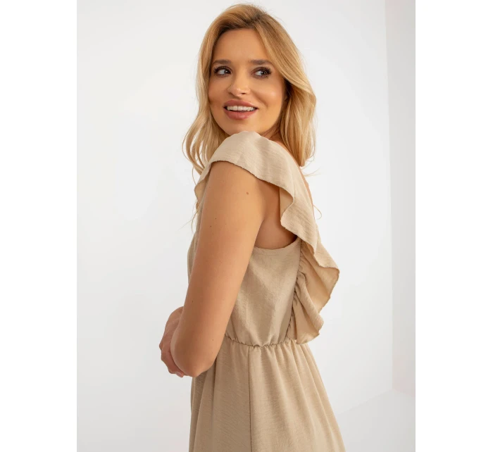 Sukienka DHJ SK model 18605439 ciemny bezowy - FPrice Sukienka DHJ SK model 18605439 ciemny bezowy - FPrice