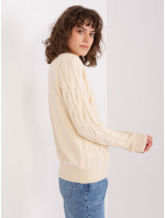 Krémový dámsky sveter s káblami