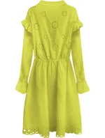 Bavlnené dámske šaty v limetkovej farbe s výšivkou (303ART)