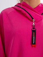 Tunika na zips s kapucňou Oversize fuchsiová