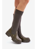 Kozačky S  Na Plochém Podpatku Světle Béžové model 21679905 - Boto