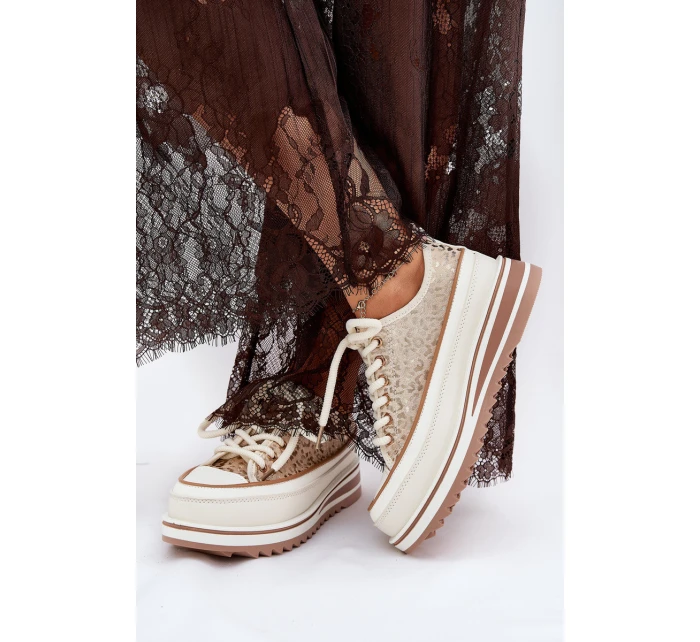 Dámské Tenisky Na Masivní Platformě model 21691040 Béžové - S.Barski