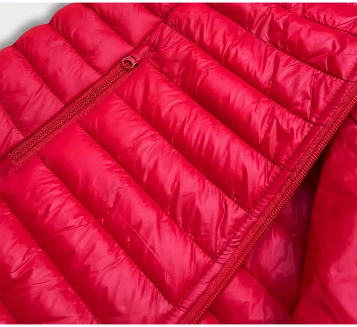 Tmavočervená krátka dámska prešívaná vesta (5M702-277) Tmavočervená krátka dámska prešívaná vesta (5M702-277)