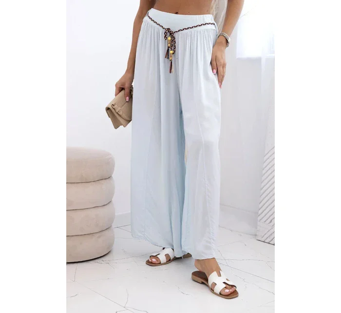 Dámske viskózové nohavice so širokými nohavicami modré Dámske viskózové nohavice so širokými nohavicami modré