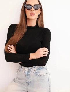 Dámska kašmírová blúzka s jemným rolákom a dlhými rukávmi čierna