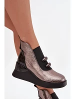 Dámské kotníkové boty na platformě D&A MR52-106 metalické