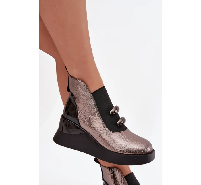 Dámské kotníkové boty na platformě D&A MR52-106 metalické