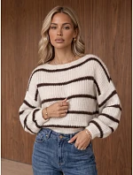 Sweter damski oversize w ecru model 22404927 - FashionStreet Sweter damski oversize w ecru model 22404927 - FashionStreet