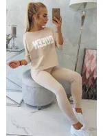 Súprava s potlačou Queen béžová