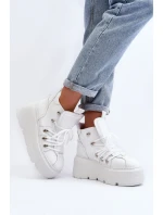 Zazoo 3416 Skórzane Damskie Buty Sportowe Białe