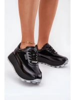 Skórzane Damskie Sneakersy Na Platformie Big Star RR274873 HI-POLY SYSTEM Czarne