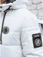 Pánska prešívaná zimná bunda s kapucňou biela FashionStreet TX5056 Pánska prešívaná zimná bunda s kapucňou biela FashionStreet TX5056