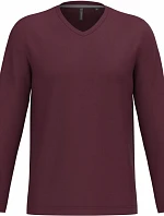 Kariban K 358 Pánske tričko s výstrihom do V a dlhými rukávmi 20.K358 wine