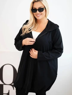 Dámska bavlnená mikina s kapucňou a zipsom v čiernej farbe