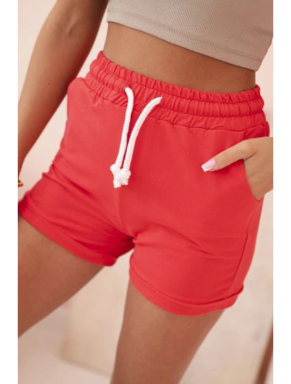 Dámske bavlnené šortky s elastickým pásom malinové