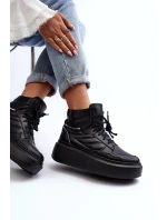 Zazoo 3392/X Damskie Skórzane Buty Sportowe Na Platformie Czarne