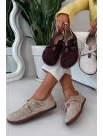 Kožené semišové polobotky Barefoot Dámské s pásky model 21937593 béžové - Zazoo Kožené semišové polobotky Barefoot Dámské s pásky model 21937593 béžové - Zazoo