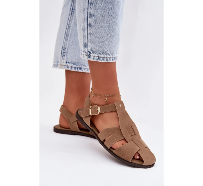 Dámské sandály Ploché Khaki model 21960876 - Boto