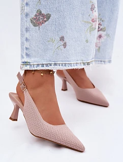 Materiálové sandály na podpatku Špinavě růžové model 22122558 - Boto