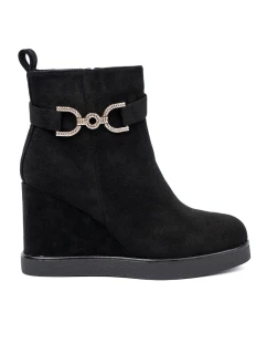 Exkluzívne čierne dámske členkové topánky na klin