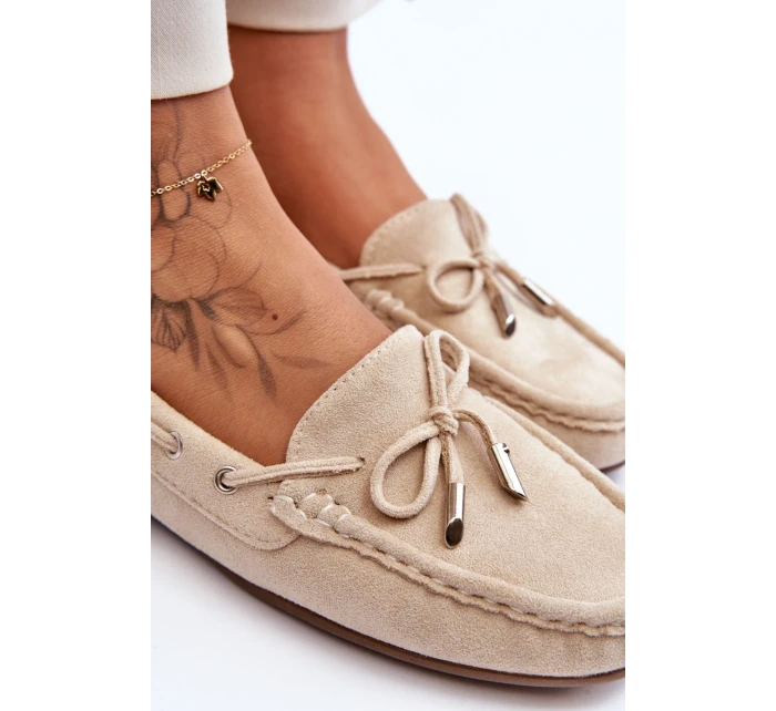 Dámské semišové mokasíny béžové model 21625521 - Boto Dámské semišové mokasíny béžové model 21625521 - Boto