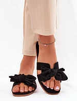 Płaskie Klapki Damskie Z Kokardką Czarne Tobin