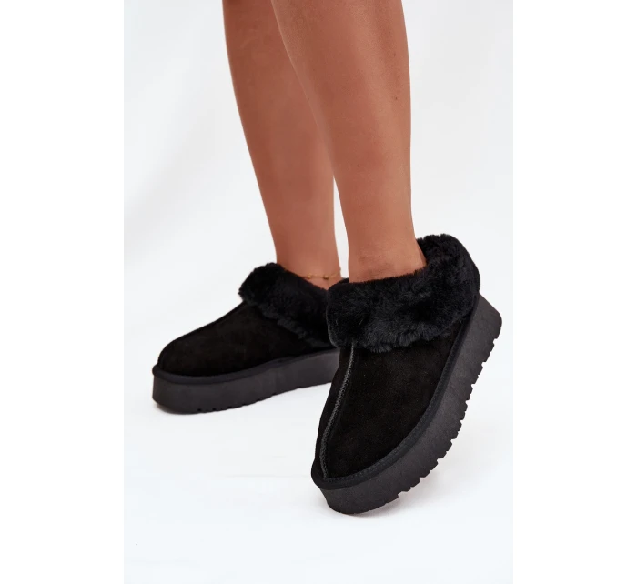 Kožené semišové sněhule dámské s kožešinou Černé model 21709719 - Boto Kožené semišové sněhule dámské s kožešinou Černé model 21709719 - Boto