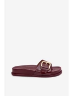 Dámské pantofle s zlatou sponou bordové model 21954716 - Boto