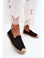 Dámske čipkované espadrilky z látky Black Candessa