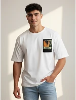Pánske bavlnené tričko s potlačou biele FashionStreet RX5301 Pánske bavlnené tričko s potlačou biele FashionStreet RX5301