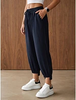 Dámske joggerové nohavice s gumou v páse, tmavomodré, FashionStreet UY3166