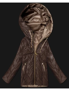 Dámska prešívaná bunda s kapucňou Goodlookin v čokoládovej farbe (B8596-14)