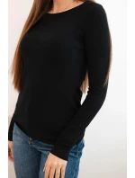 Dámsky viskózový sveter s okrúhlym výstrihom a priliehavým strihom čierny Dámsky viskózový sveter s okrúhlym výstrihom a priliehavým strihom čierny