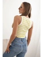 Dámska bavlnená pruhovaná blúzka bez rukávov zelená