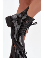 Kožené lakované boty s vzorem vyhřívané černé model 21744848 - Boto