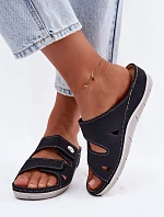 Dámske kožené ponožky na suchý zips Inblu OE0001GU dark blue