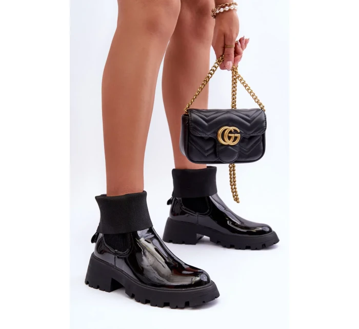 Dámské lesklé boty s černé model 20017259 - Kesi Dámské lesklé boty s černé model 20017259 - Kesi