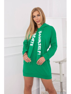 Oversize zelené šaty s kapucňou