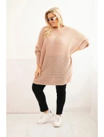 Dámsky sveter Plus Size s mohérovým pončom púdrovo ružová Dámsky sveter Plus Size s mohérovým pončom púdrovo ružová