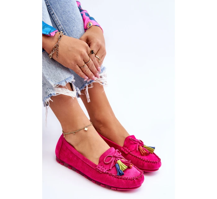 Zamszowe Mokasyny Z Kokardą I Frędzlami Fuksja Dorine Zamszowe Mokasyny Z Kokardą I Frędzlami Fuksja Dorine