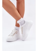 Sneakersy Damskie Na Platformie Eko Skóra Białe Lelandine