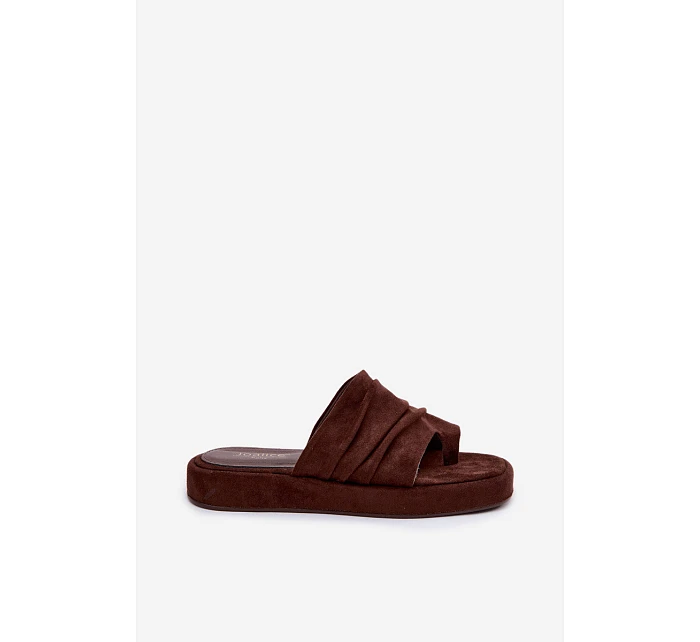 Dámské pantofle s mašlí Čokoládové model 22111433 - EVENTO