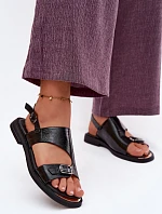 Dámske kožené sandále na nízkom podpätku Vinceza 86434 Black