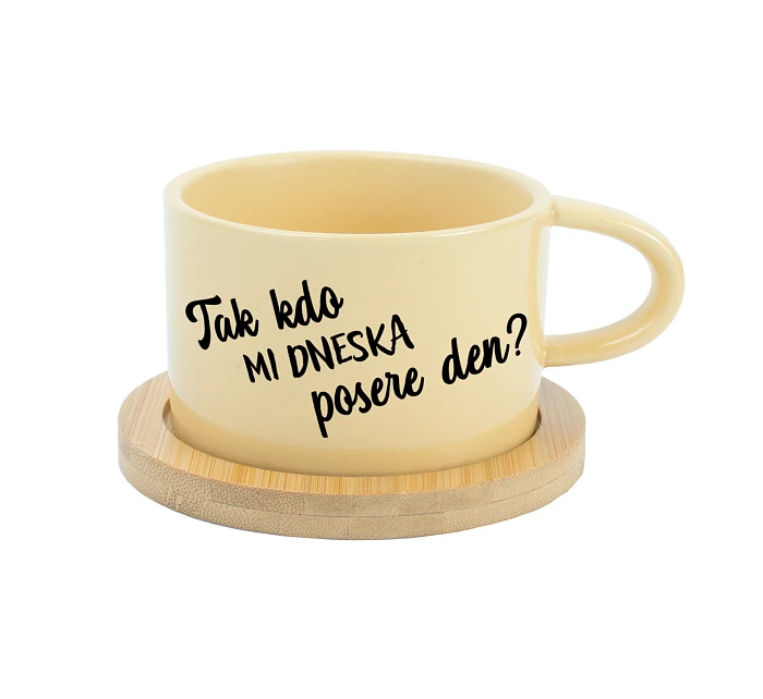 TAK KTO MI DENNEŠNE ZACHRÁNIŠ DEŇ? - žltý pohár na makrónky 200 ml