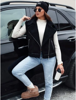 Dámská semišová vesta s ovčí kůží černá Dstreet model 21981590 - FashionStreet