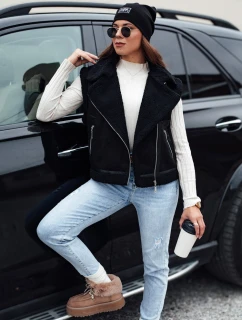 Dámská semišová vesta s ovčí kůží černá Dstreet model 21981590 - FashionStreet
