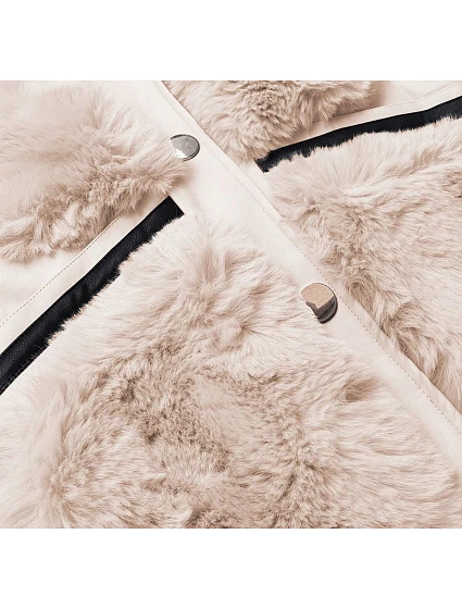 Krémová dámská vesta s kožíškem model 16151631 - S'WEST