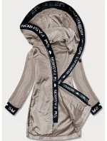 Tenká béžová dámska bunda s ozdobnou lemovkou (B8145-12)