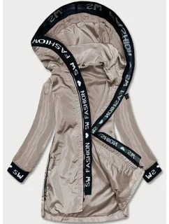 Tenká béžová dámska bunda s ozdobnou lemovkou (B8145-12)